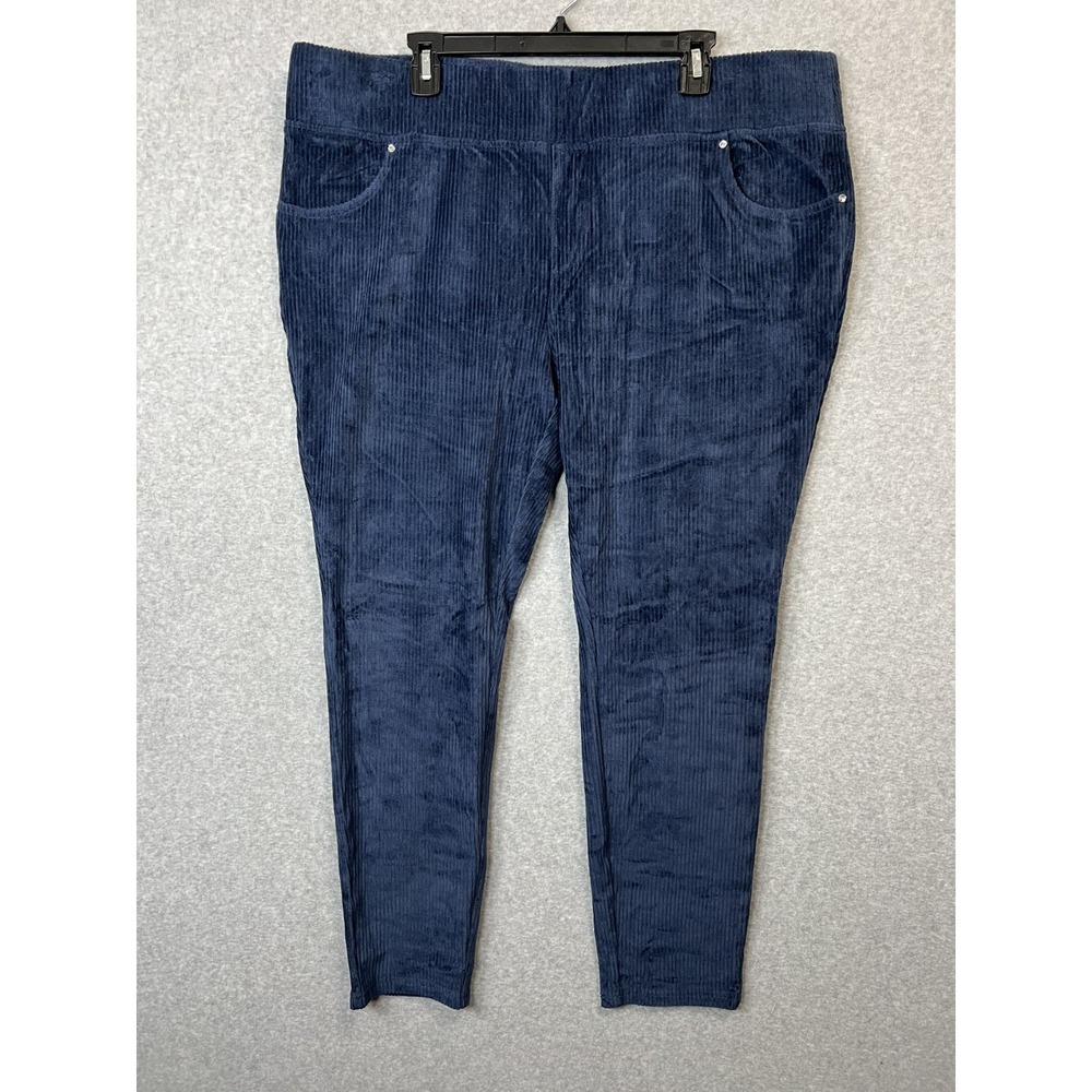 Quacker Factory Women's Pants Sz 1X Soft Corduroy Straight Leg Blue A671325 33,2